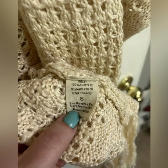 Sweet Journey Women’s Cream Cardigan Size Small Fringe‎ Boho - Picture 6 of 9
